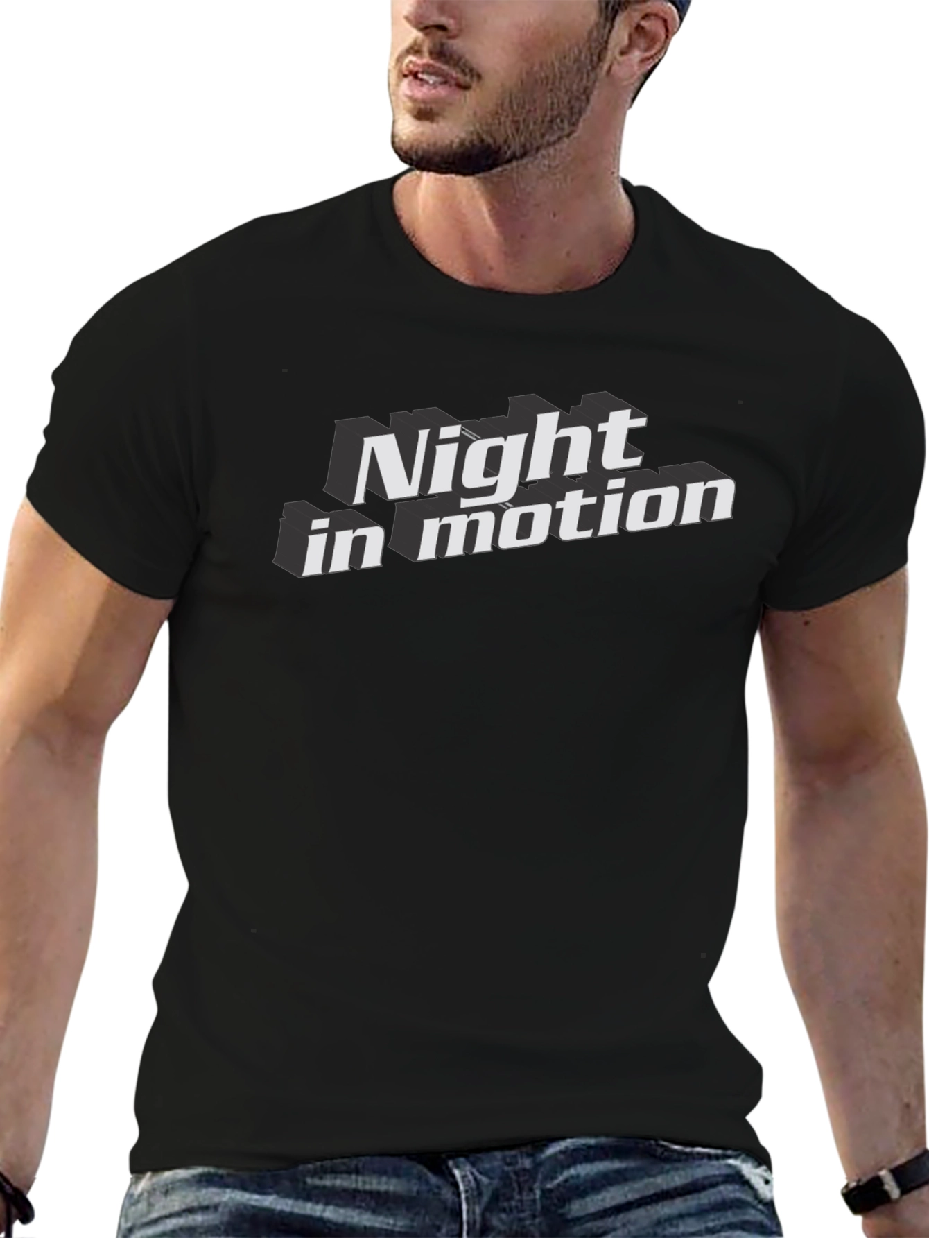 Night In Motion Graphic Tee - Bold Black T-Shirt