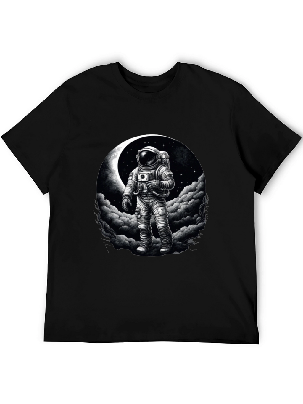 Astronaut Moon Graphic Black T-Shirt