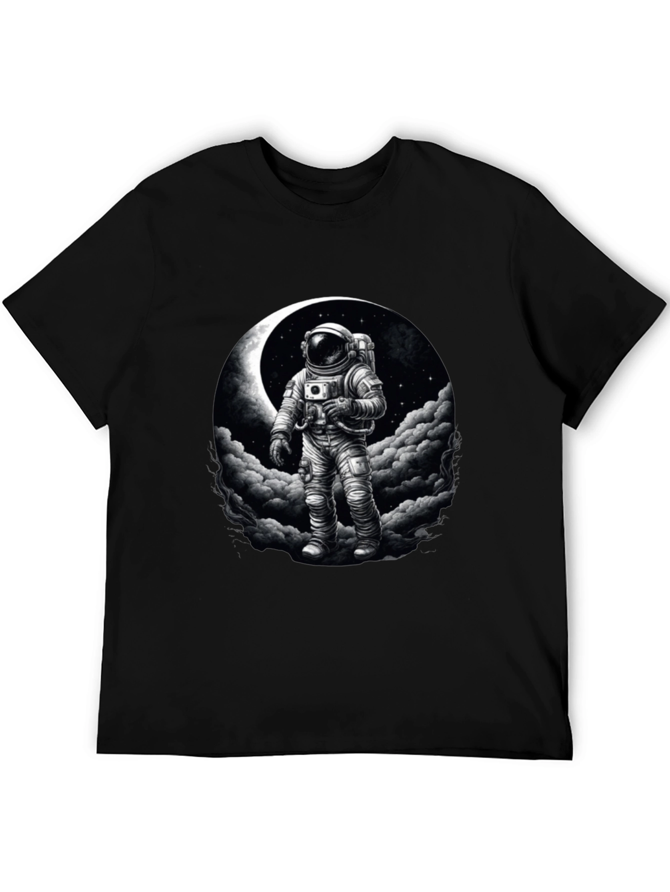 Astronaut Moon Graphic Black T-Shirt