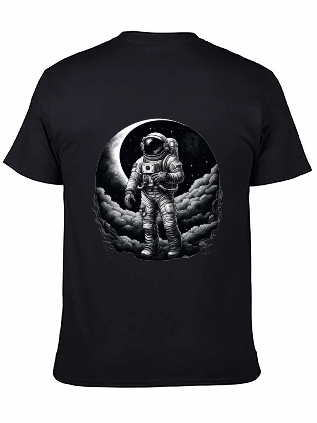 Astronaut Moon Graphic Black T-Shirt