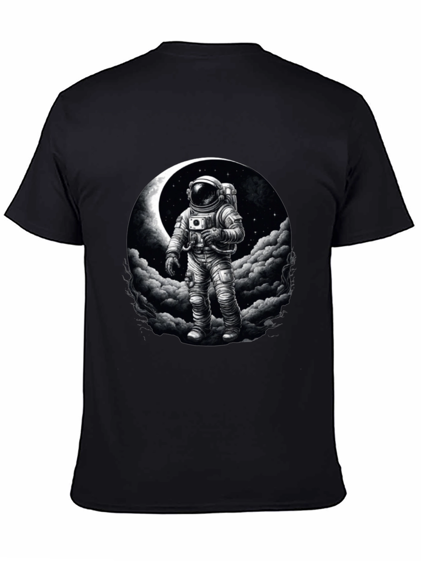 Astronaut Moon Graphic Black T-Shirt