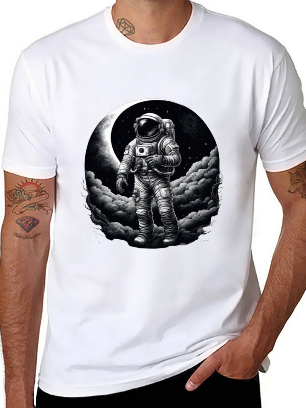 Astronaut Moon Graphic Black T-Shirt