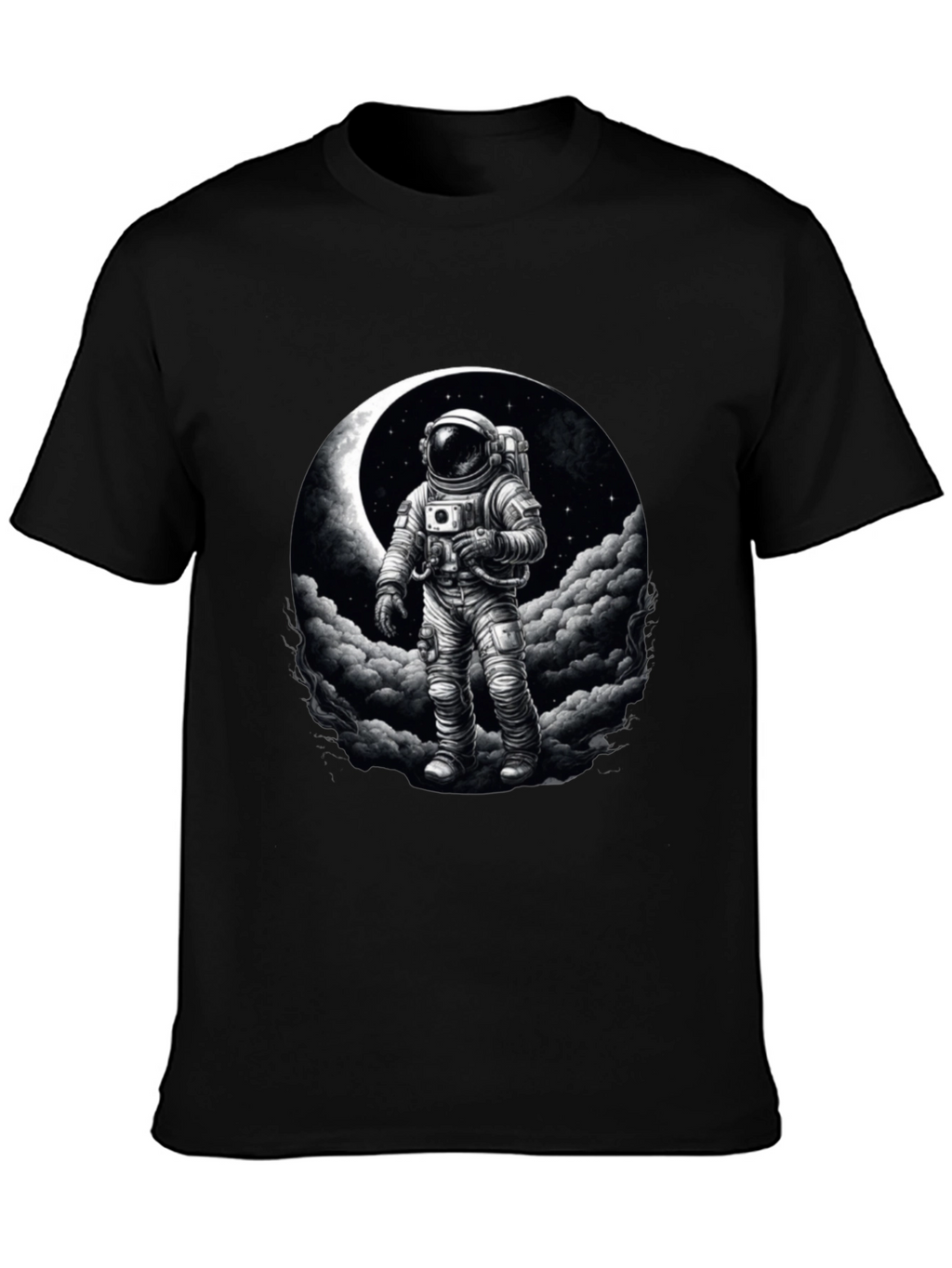 Astronaut Moon Graphic Black T-Shirt