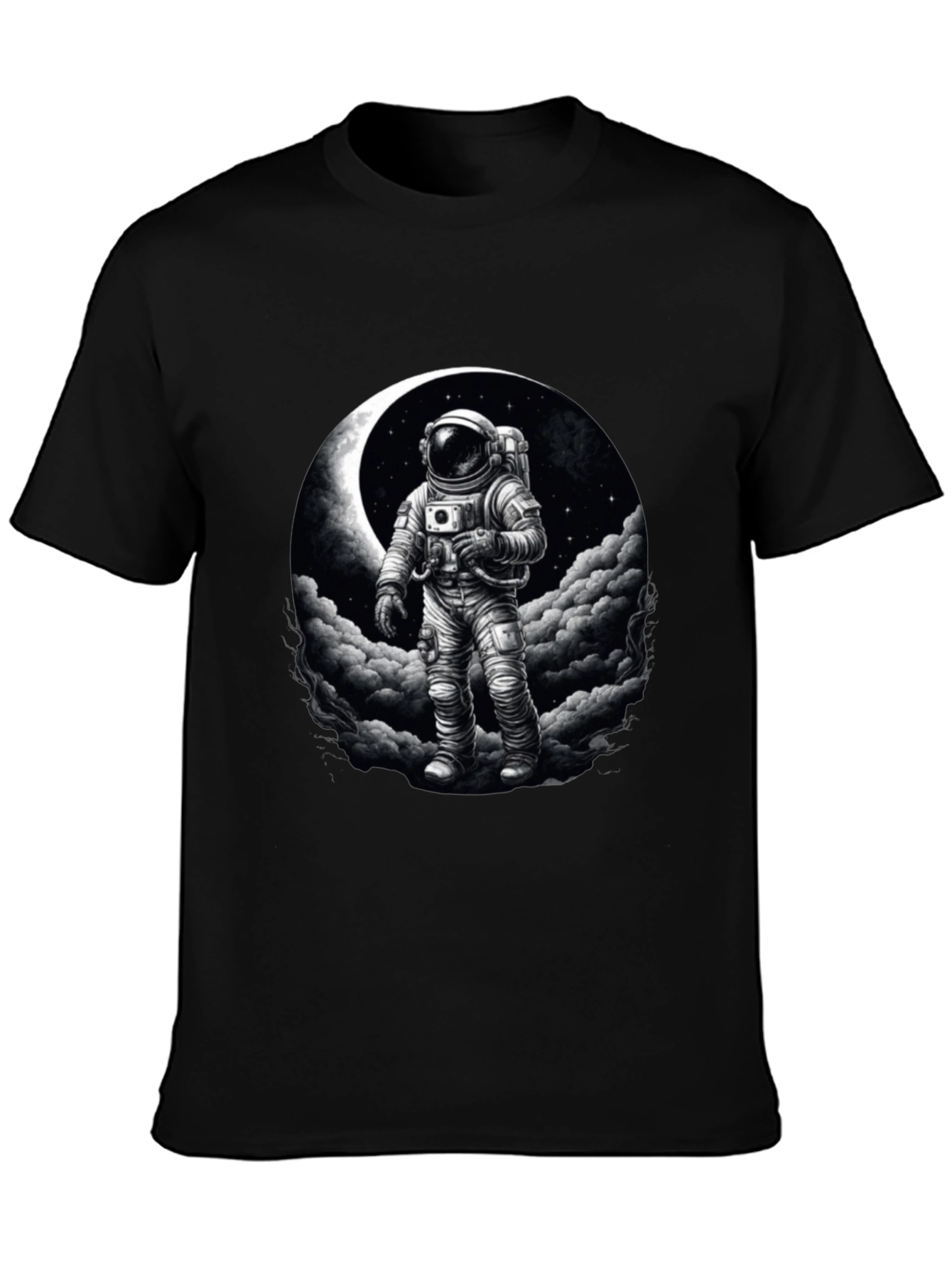 Astronaut Moon Graphic Black T-Shirt