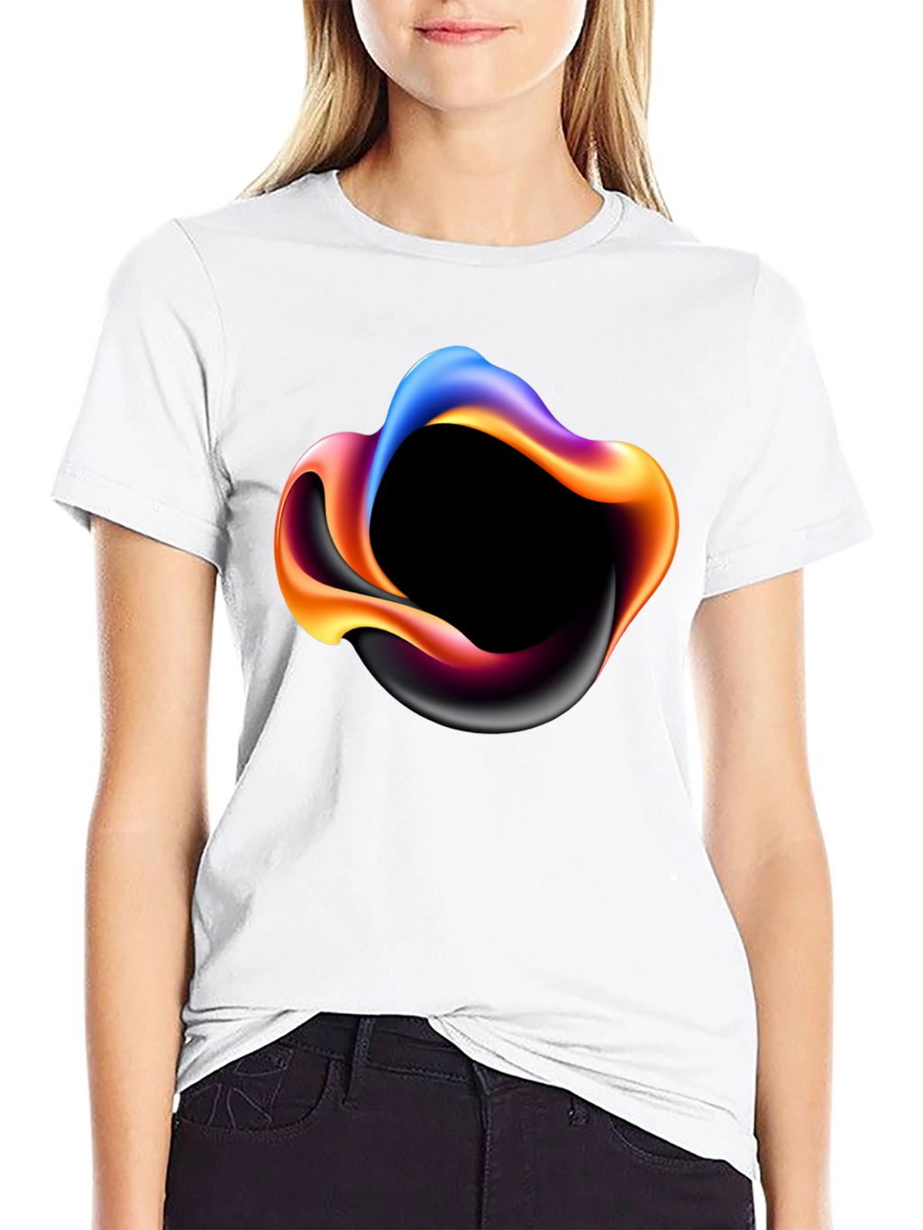 Abstract Swirl Graphic Mens Black T-Shirt