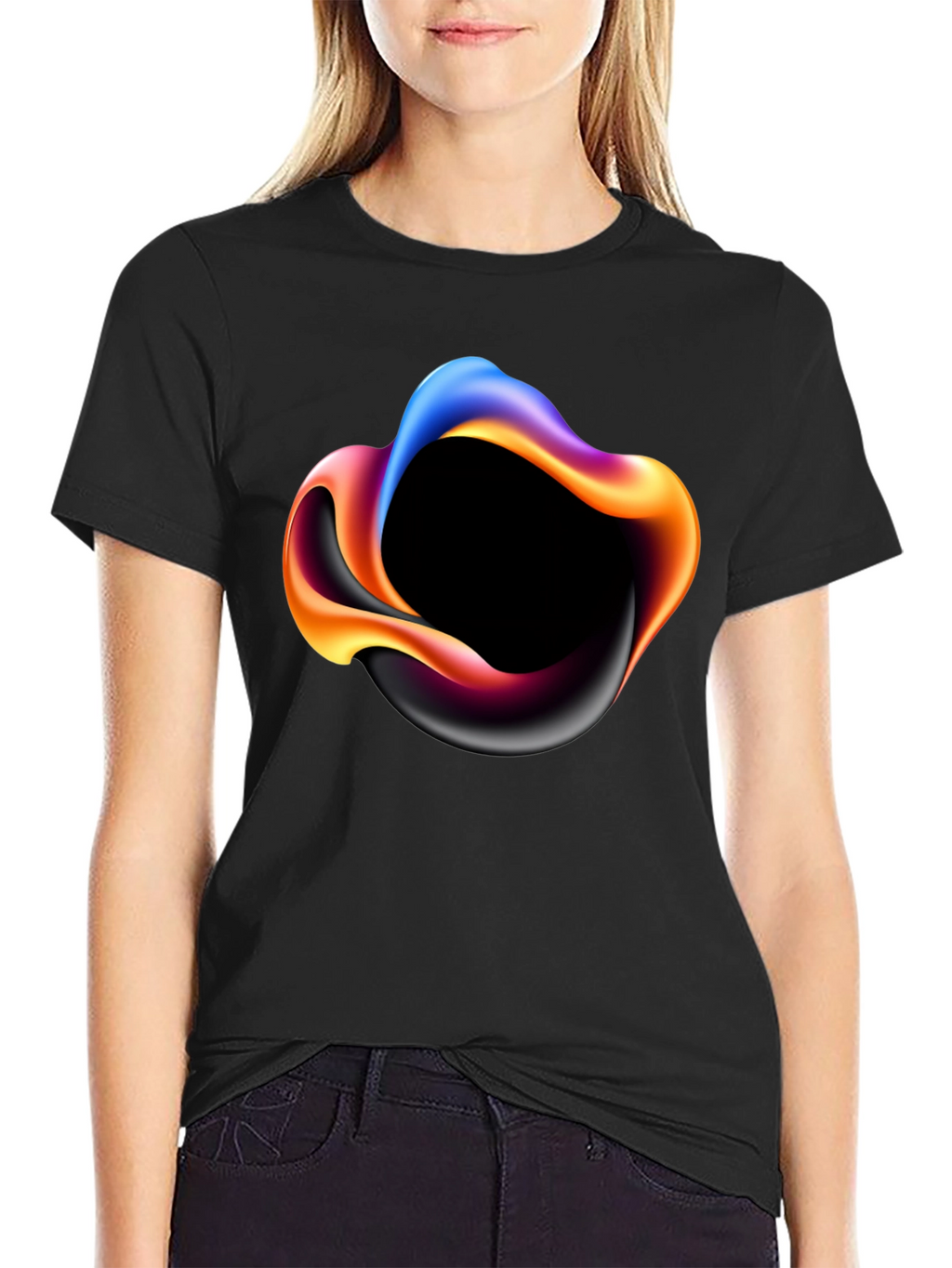 Abstract Swirl Graphic Mens Black T-Shirt