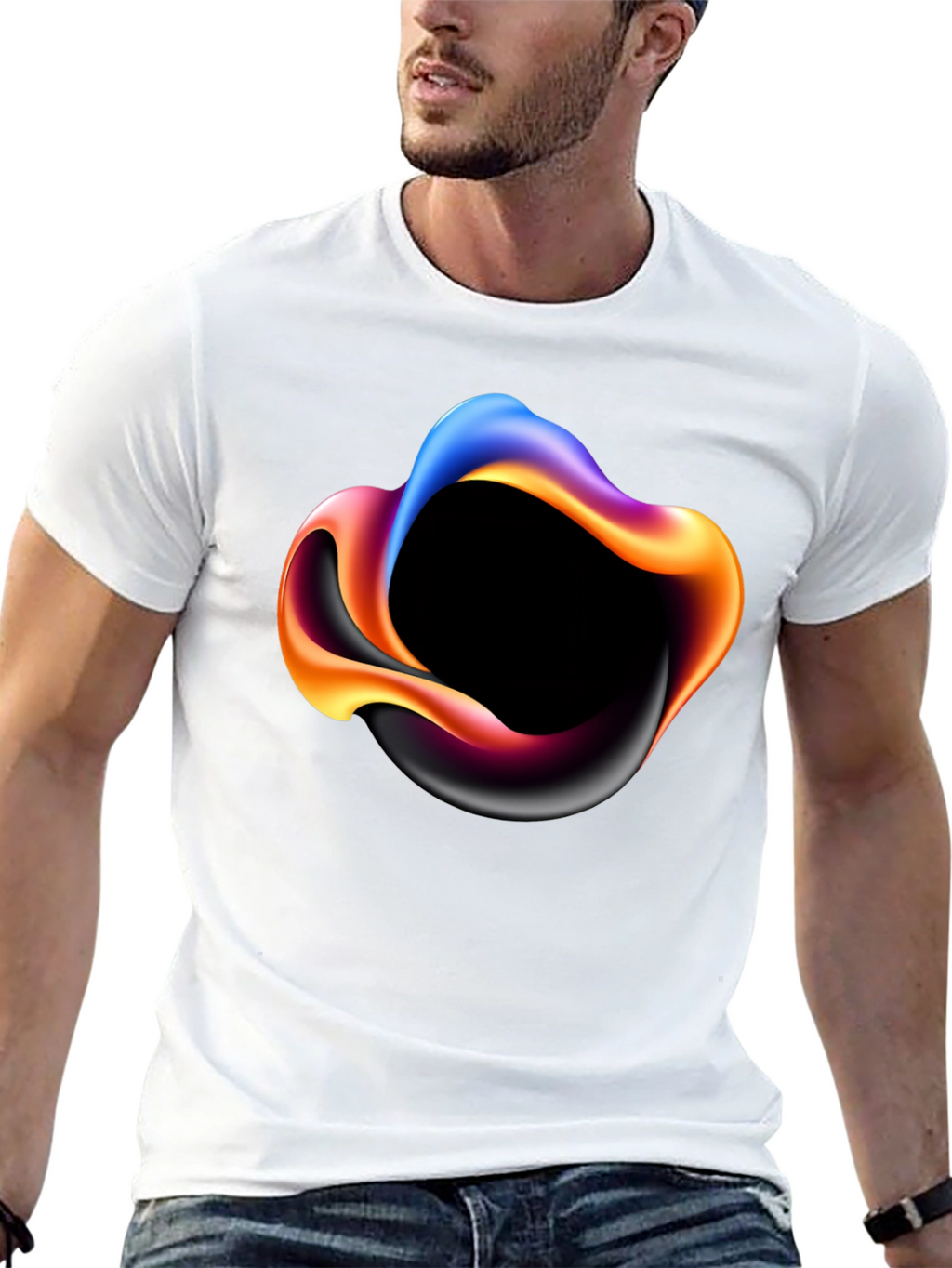 Abstract Swirl Graphic Mens Black T-Shirt