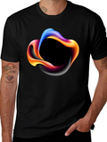 Abstract Swirl Graphic Mens Black T-Shirt
