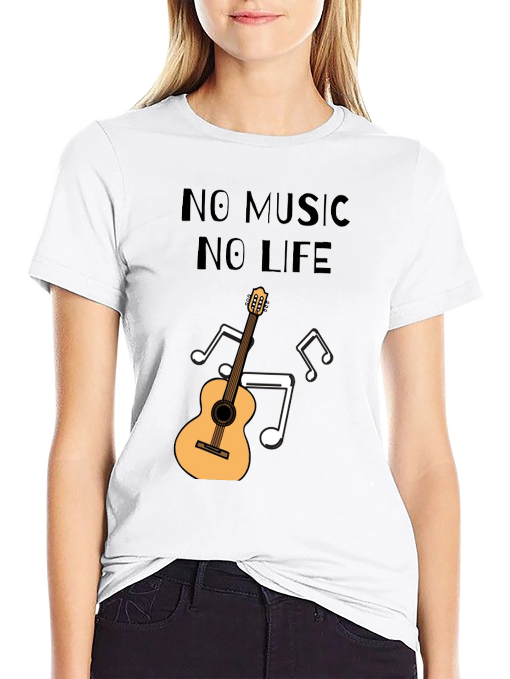 No Music No Life T-Shirt - Guitar Design