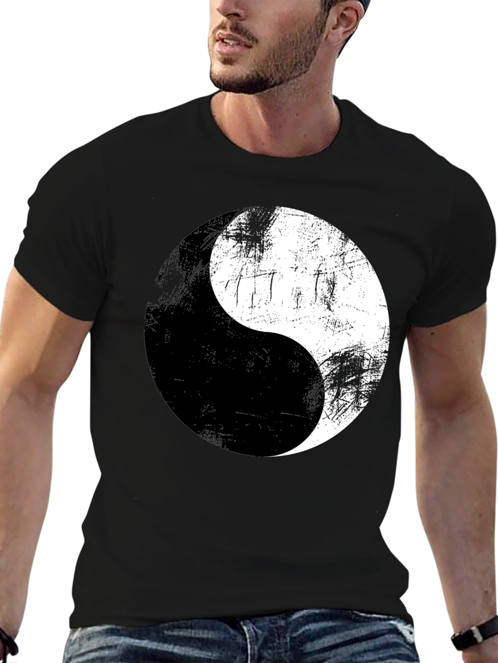 Yin Yang Graphic Print Mens T-Shirt