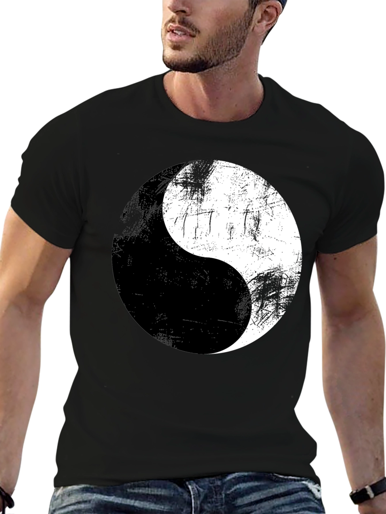 Yin Yang Graphic Print Mens T-Shirt