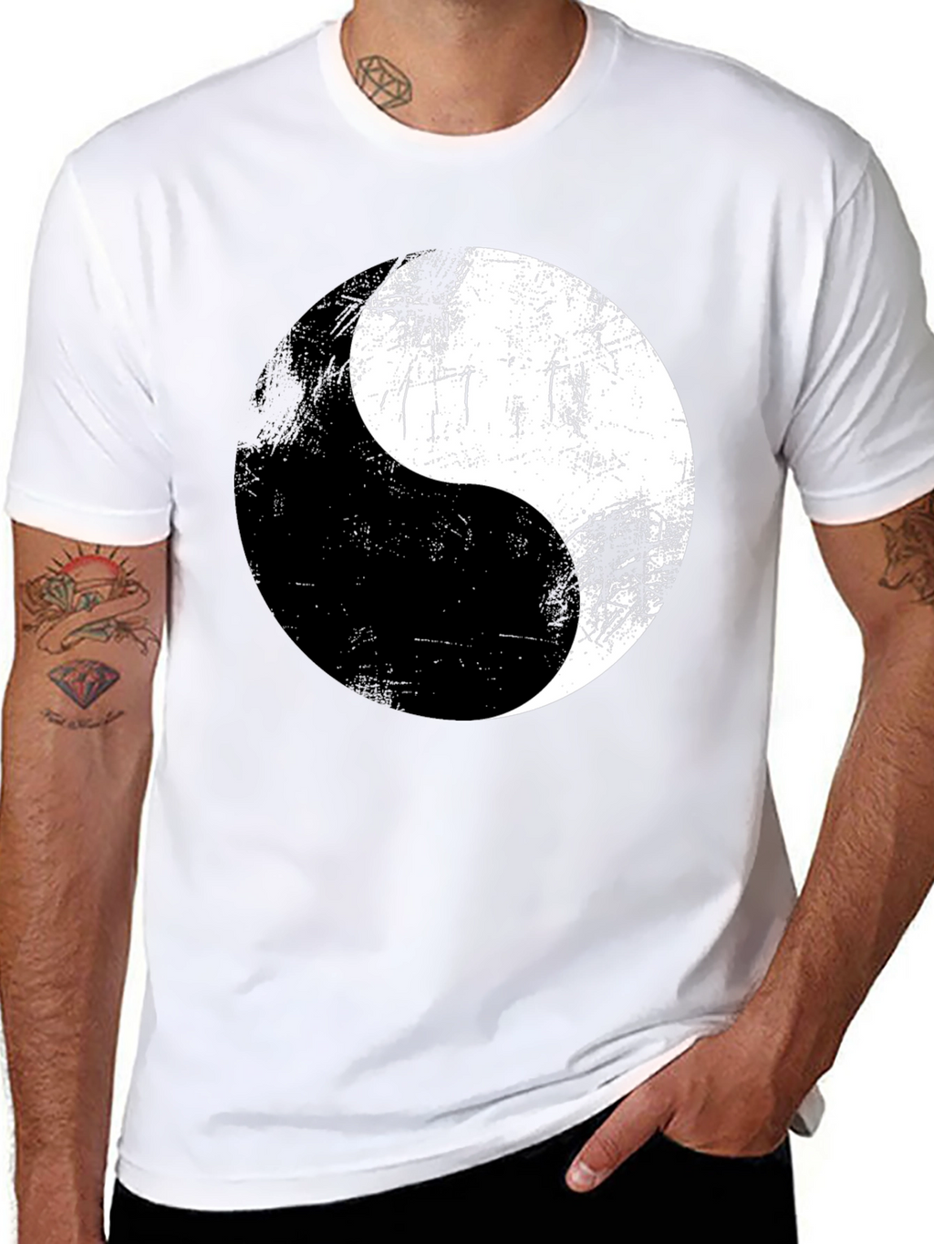 Yin Yang Graphic Print Mens T-Shirt