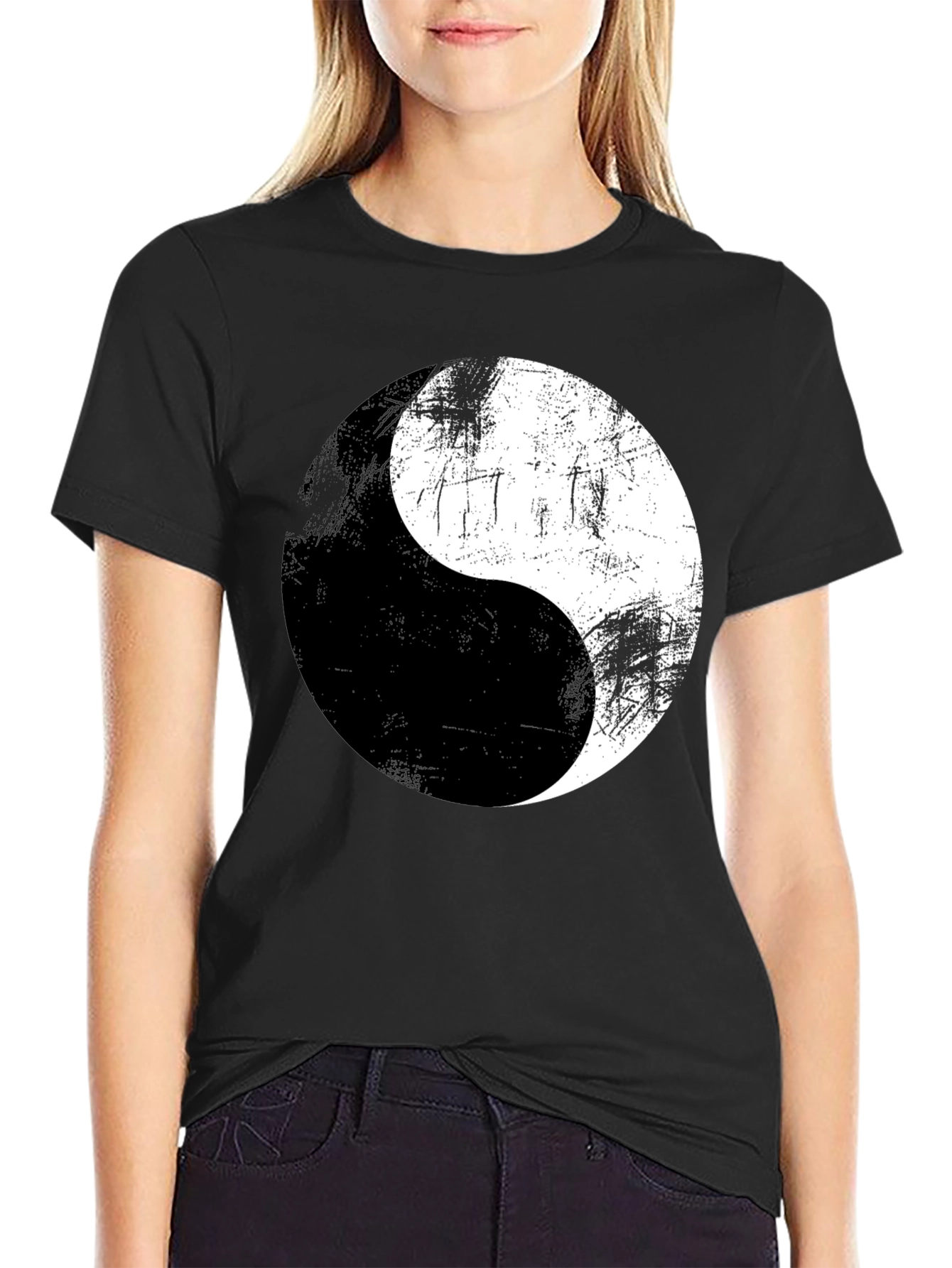 Yin Yang Graphic Print Mens T-Shirt