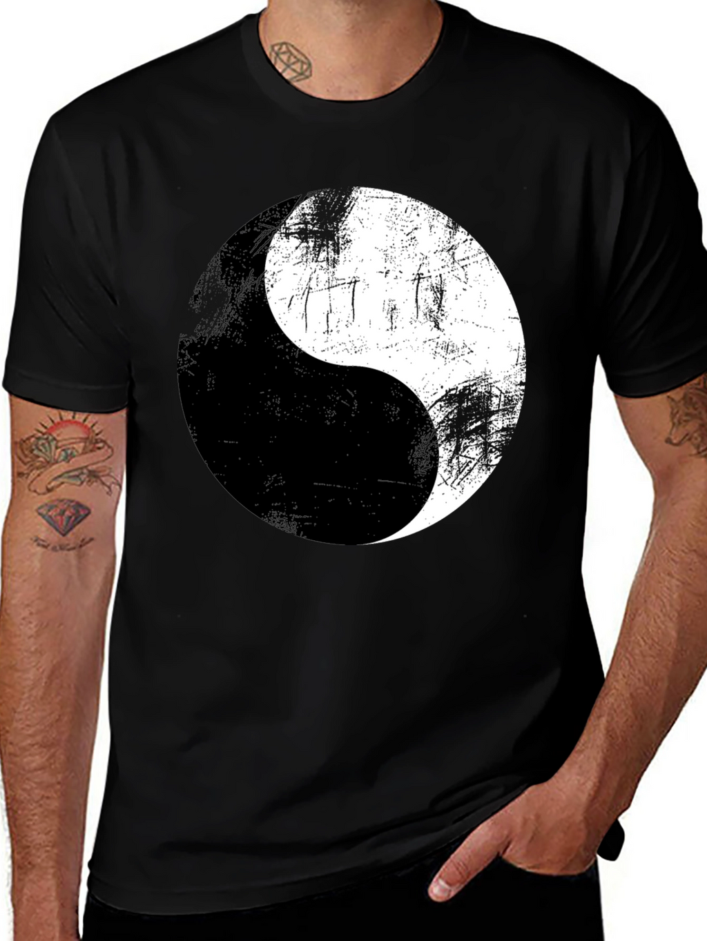 Yin Yang Graphic Print Mens T-Shirt