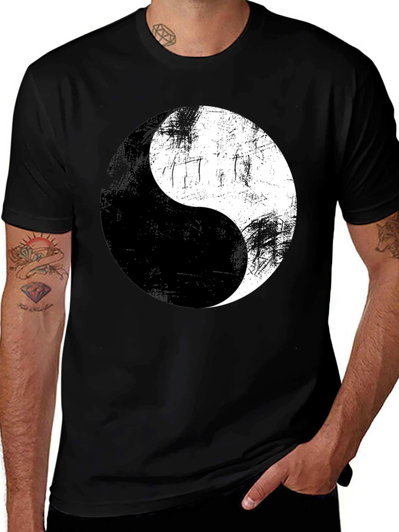 Yin Yang Graphic Print Mens T-Shirt