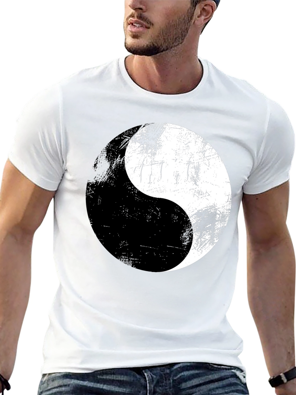 Yin Yang Graphic Print Mens T-Shirt