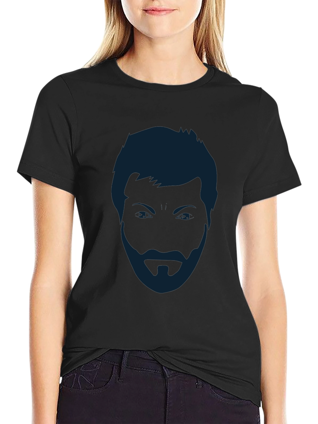 Mens Black T-Shirt - Abstract Face Graphic