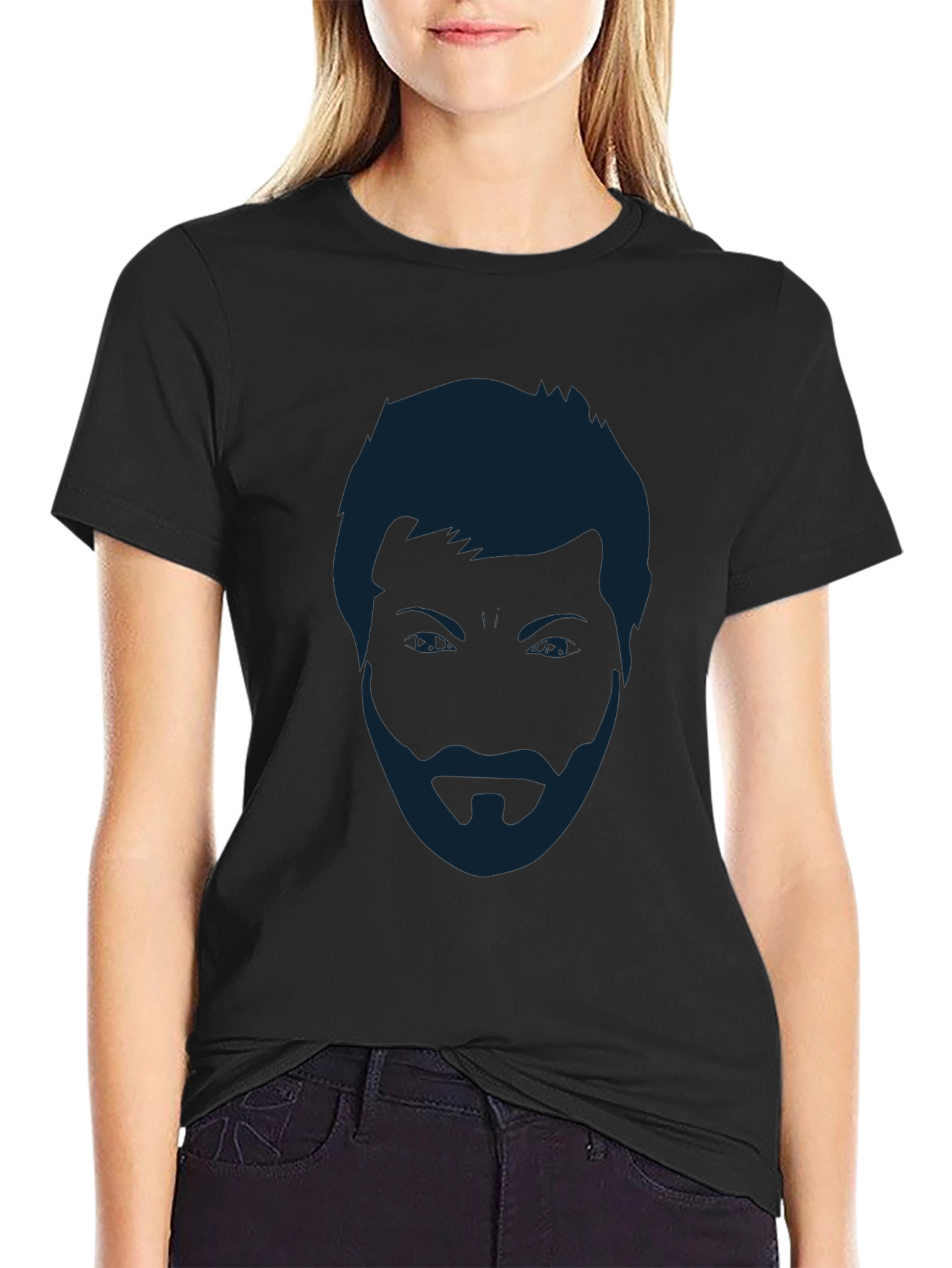 Mens Black T-Shirt - Abstract Face Graphic