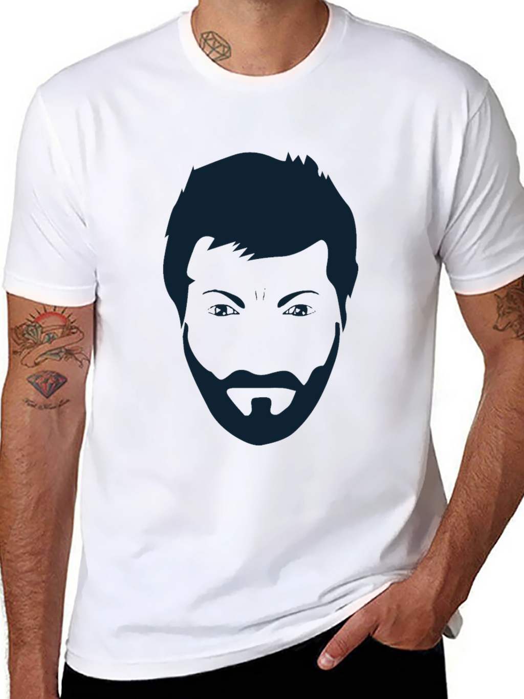 Mens Black T-Shirt - Abstract Face Graphic