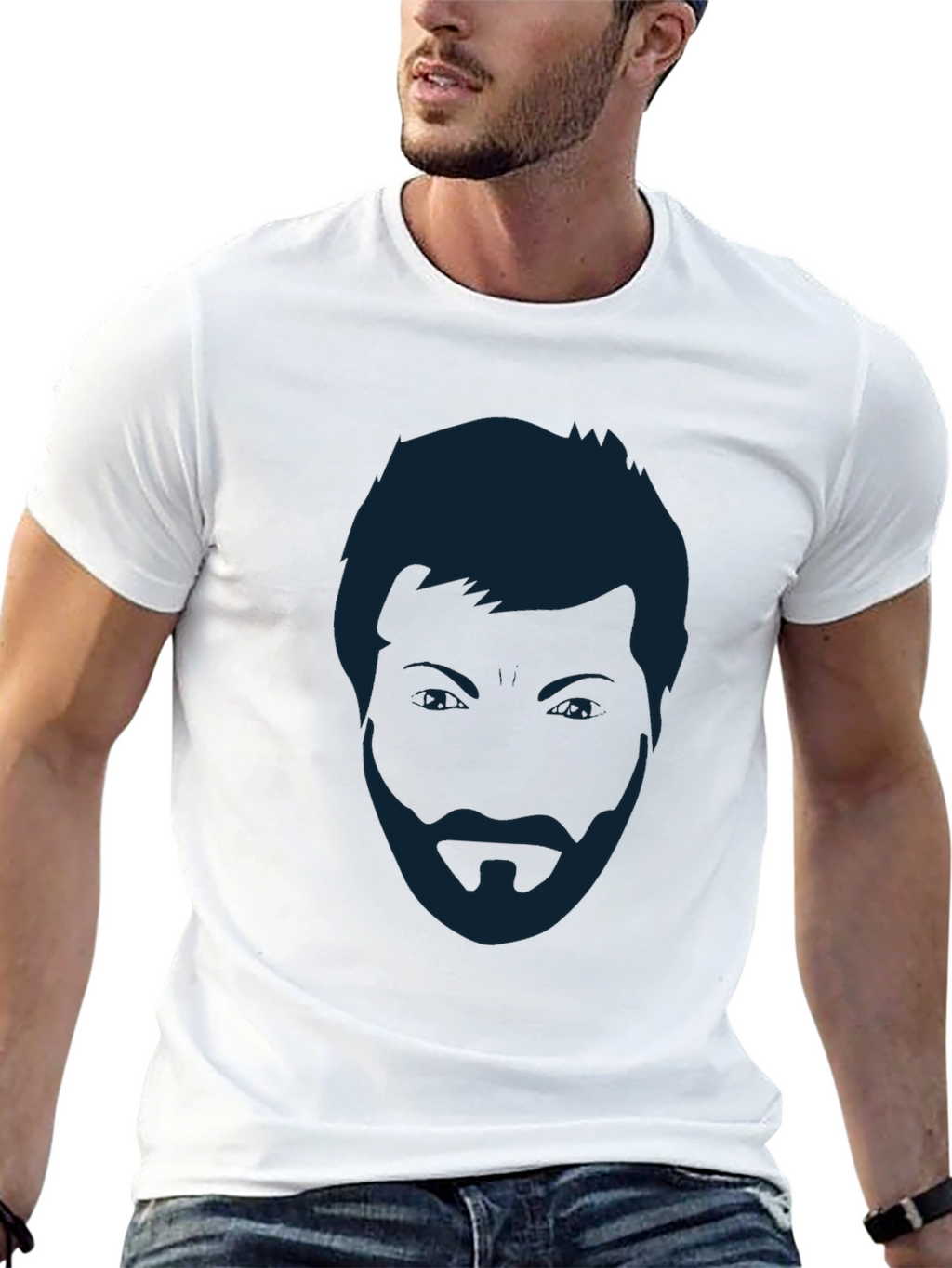 Mens Black T-Shirt - Abstract Face Graphic