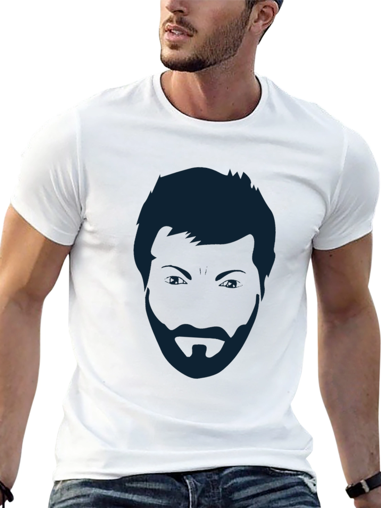 Mens Black T-Shirt - Abstract Face Graphic