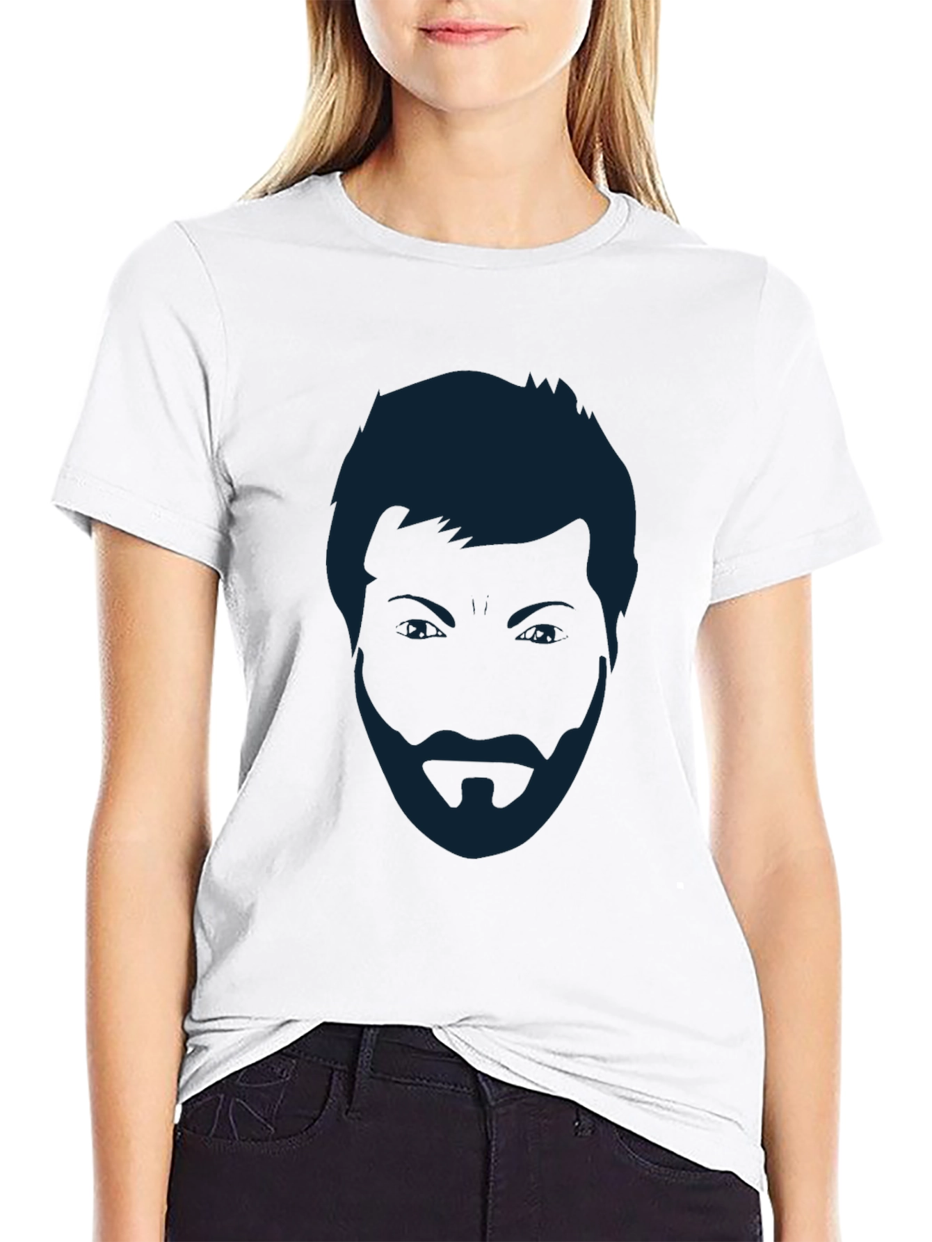 Mens Black T-Shirt - Abstract Face Graphic