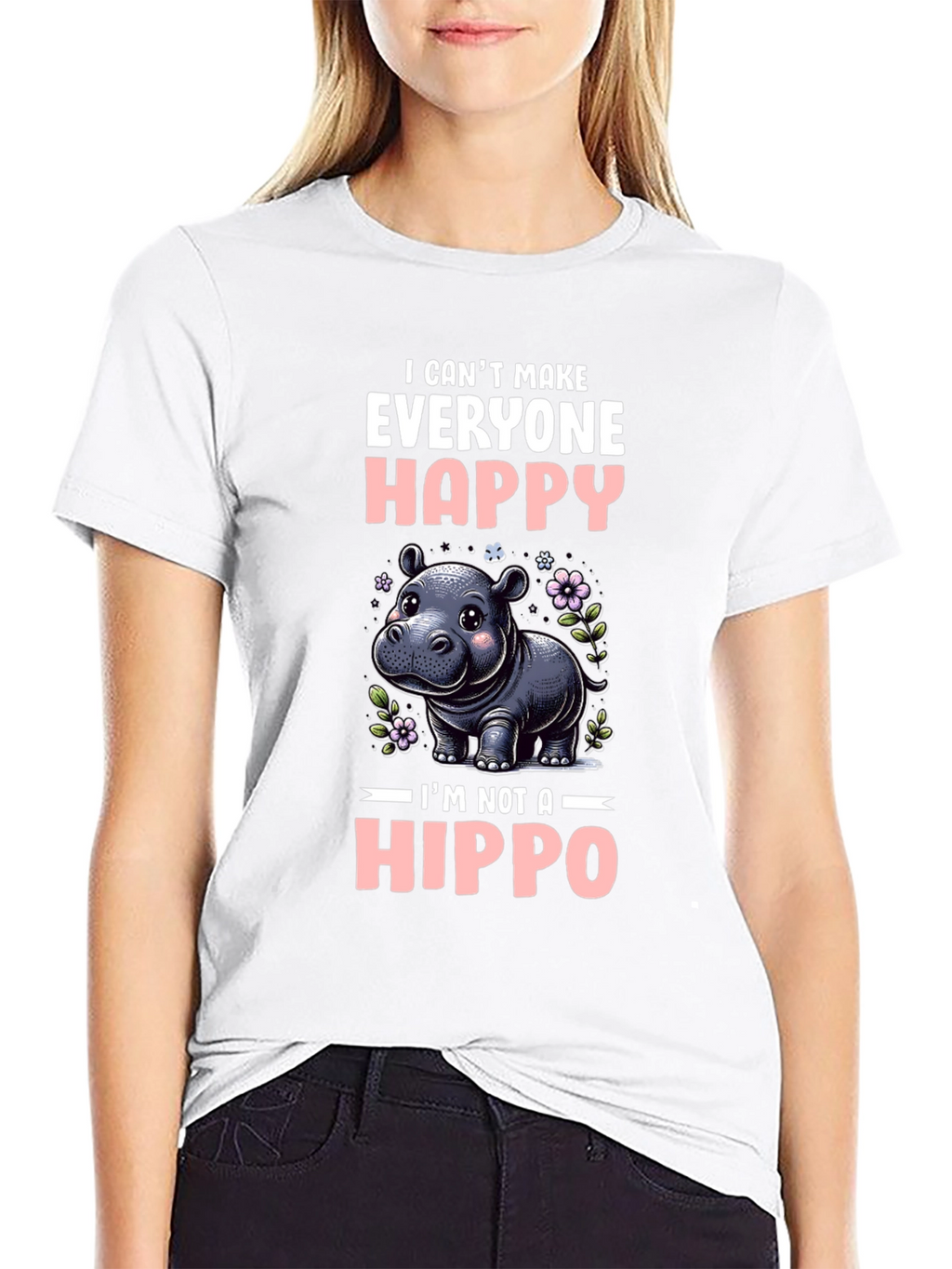 Funny Hippo Graphic T-Shirt