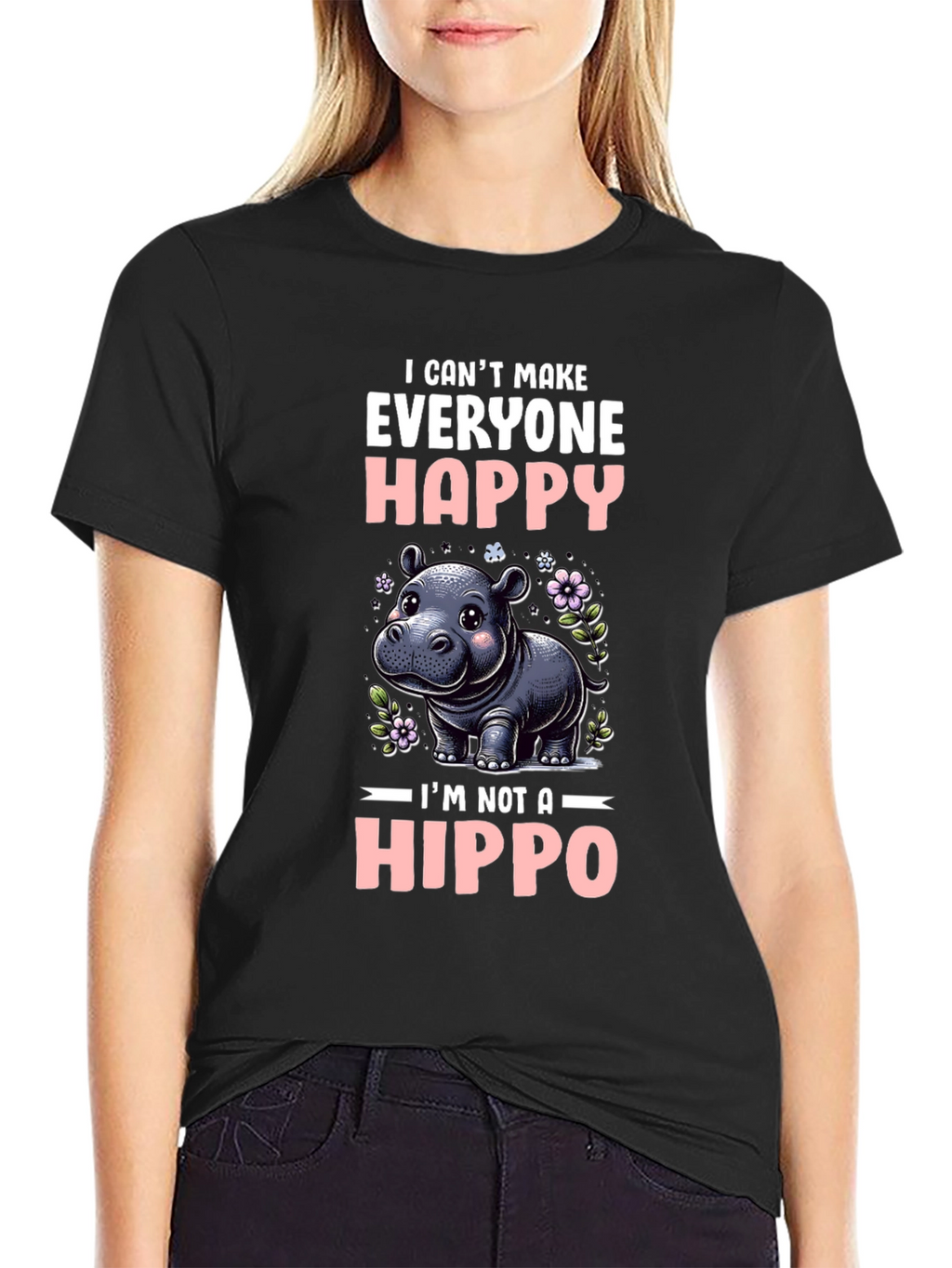 Funny Hippo Graphic T-Shirt