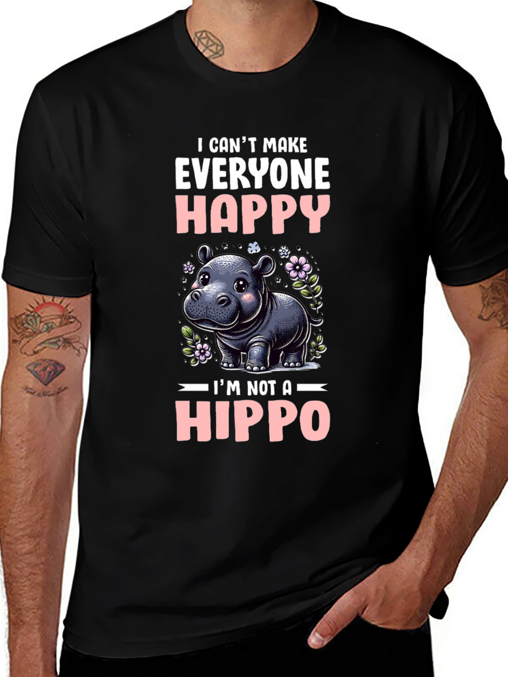 Funny Hippo Graphic T-Shirt