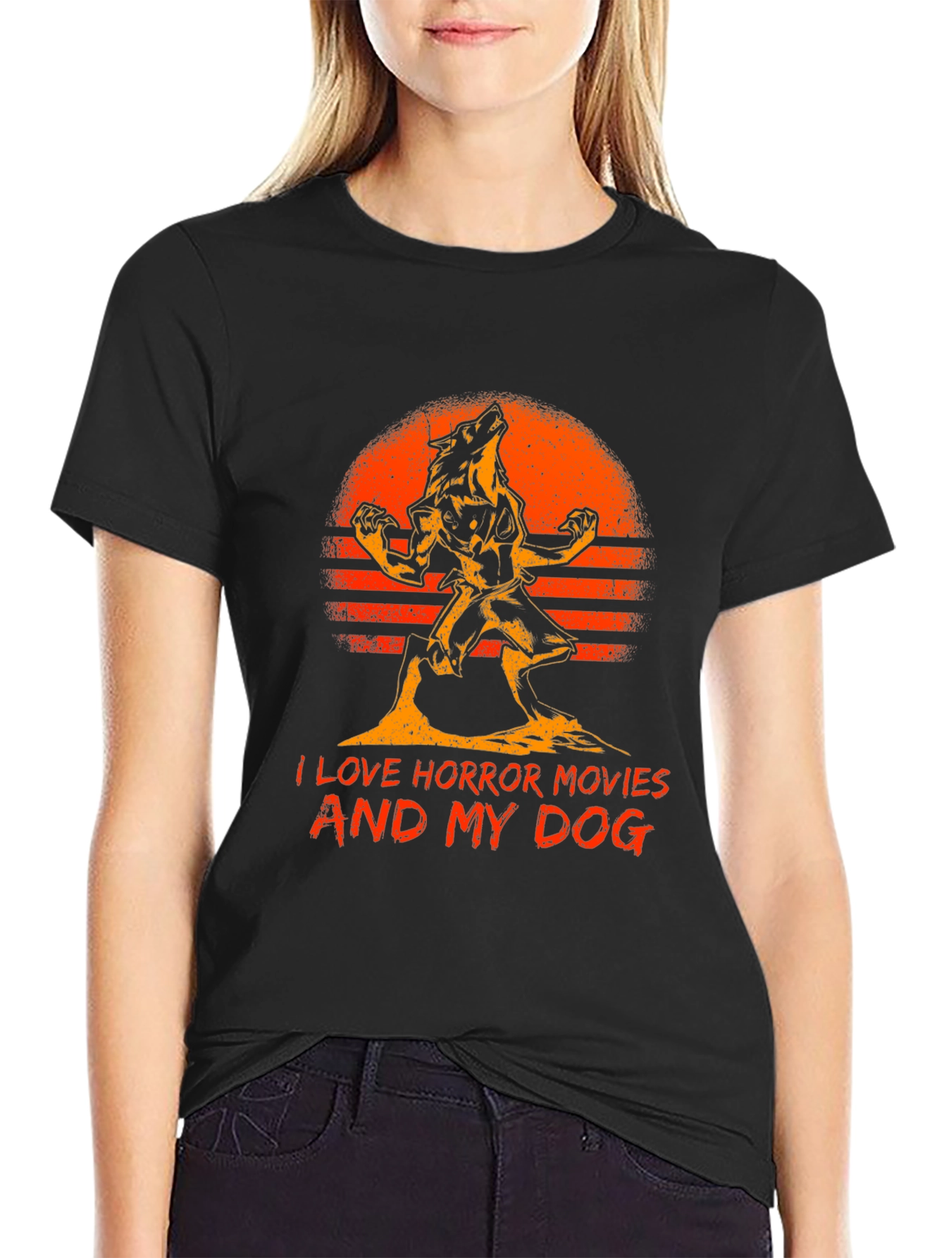 Horror Movies & Dog T-Shirt - Werewolf Sunset Graphic Tee