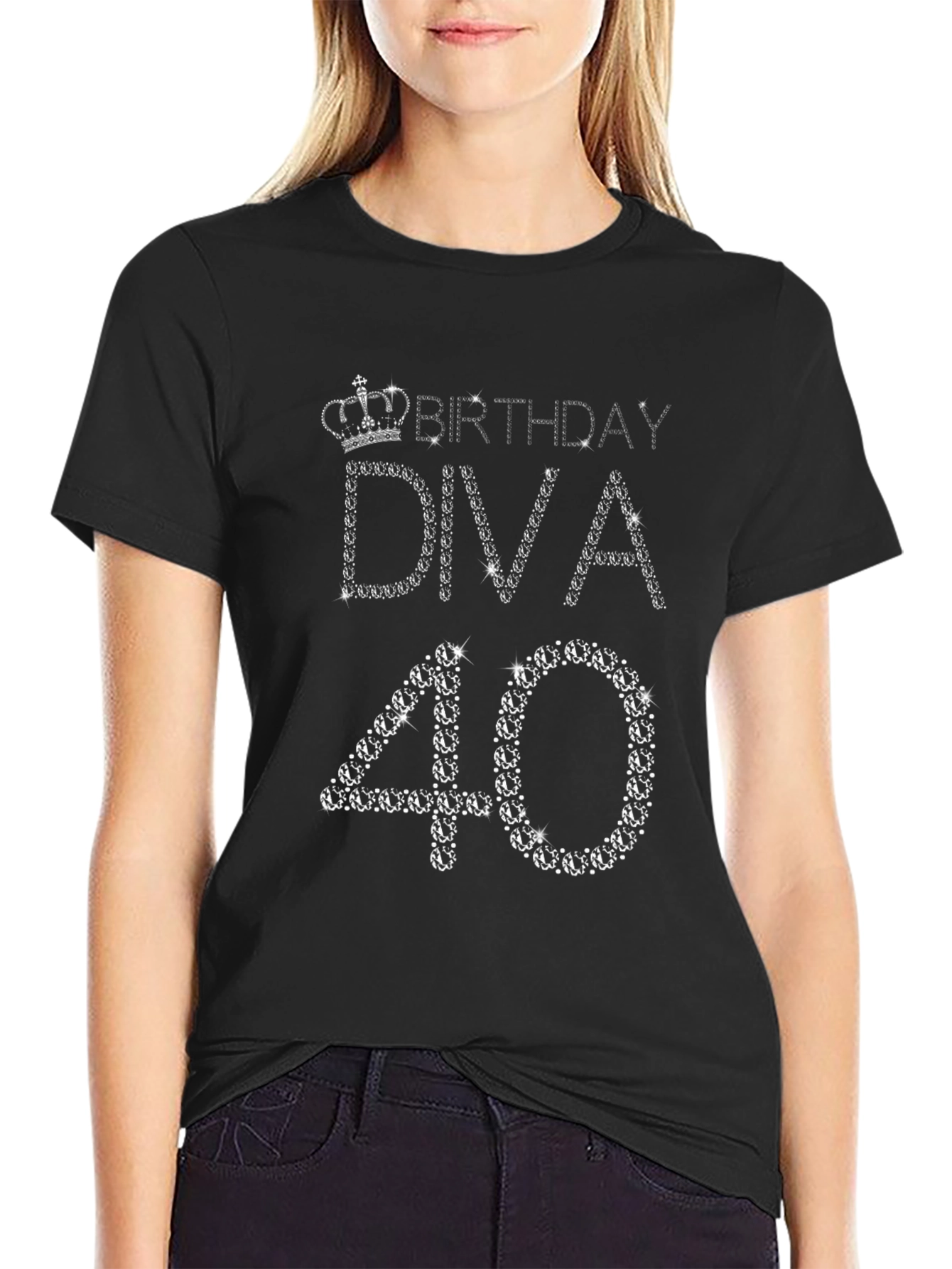 Birthday Diva 40 Rhinestone Tee