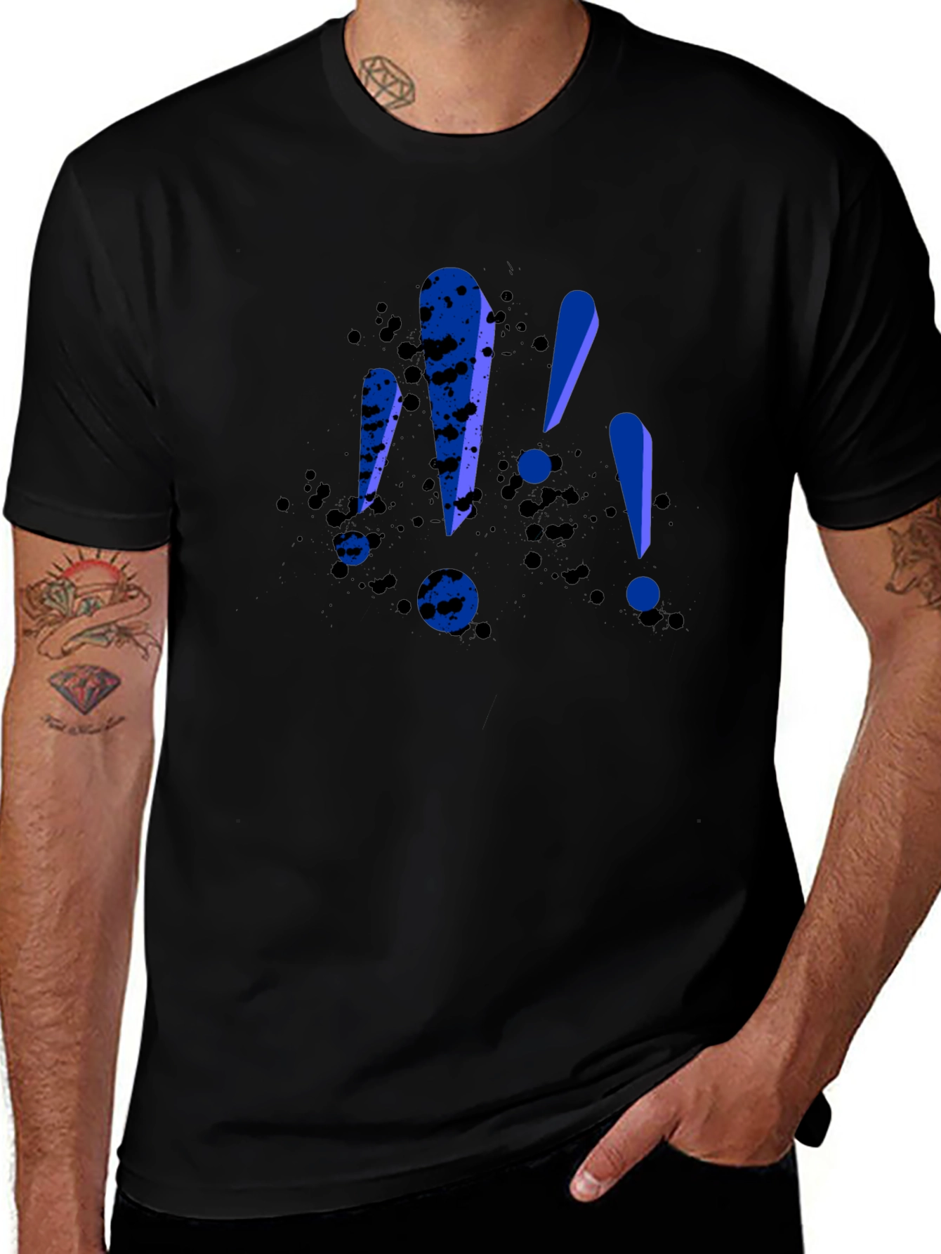 Bold Exclamation Tee - Black Graphic T-Shirt