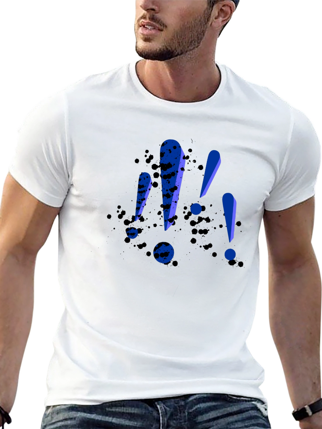 Bold Exclamation Tee - Black Graphic T-Shirt