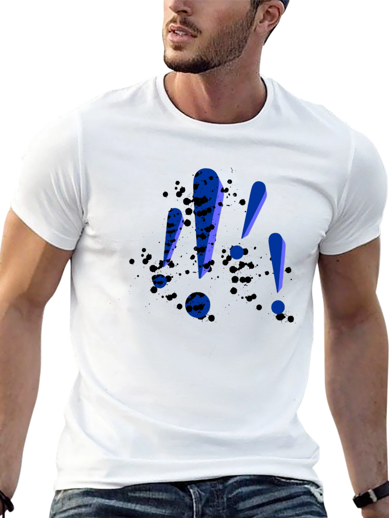 Bold Exclamation Tee - Black Graphic T-Shirt