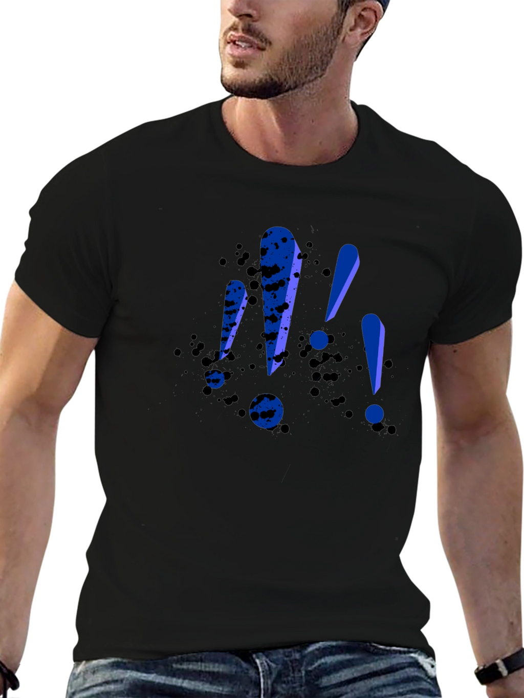 Bold Exclamation Tee - Black Graphic T-Shirt