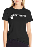 Vegetarian Peace Sign Graphic T-Shirt
