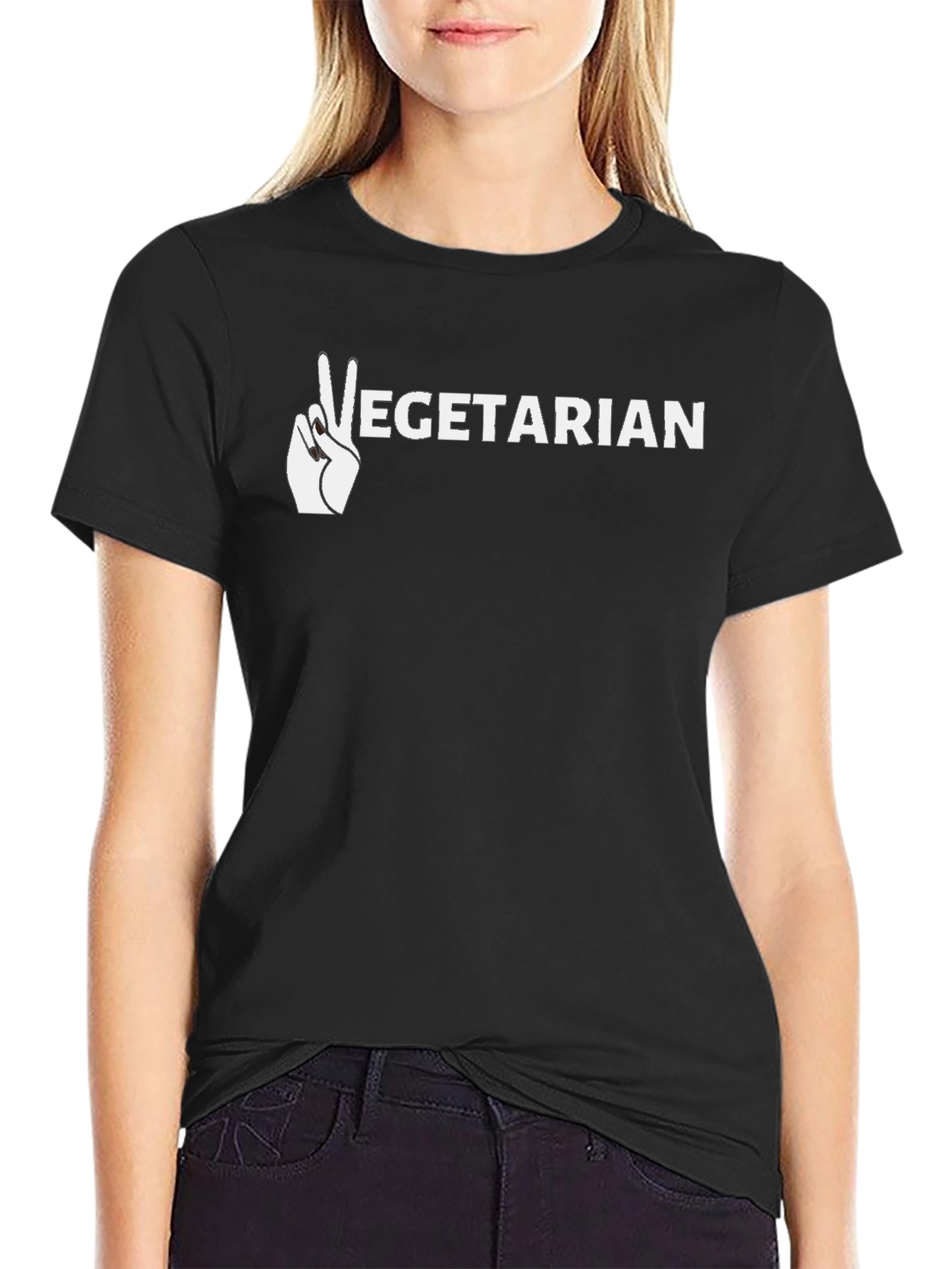 Vegetarian Peace Sign Graphic T-Shirt