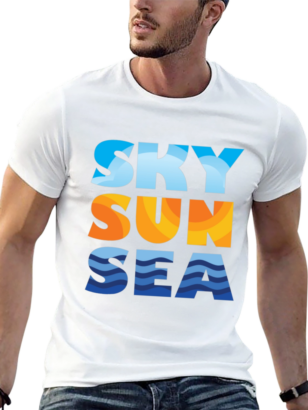 Sky Sun Sea Graphic Tee - Black T-Shirt