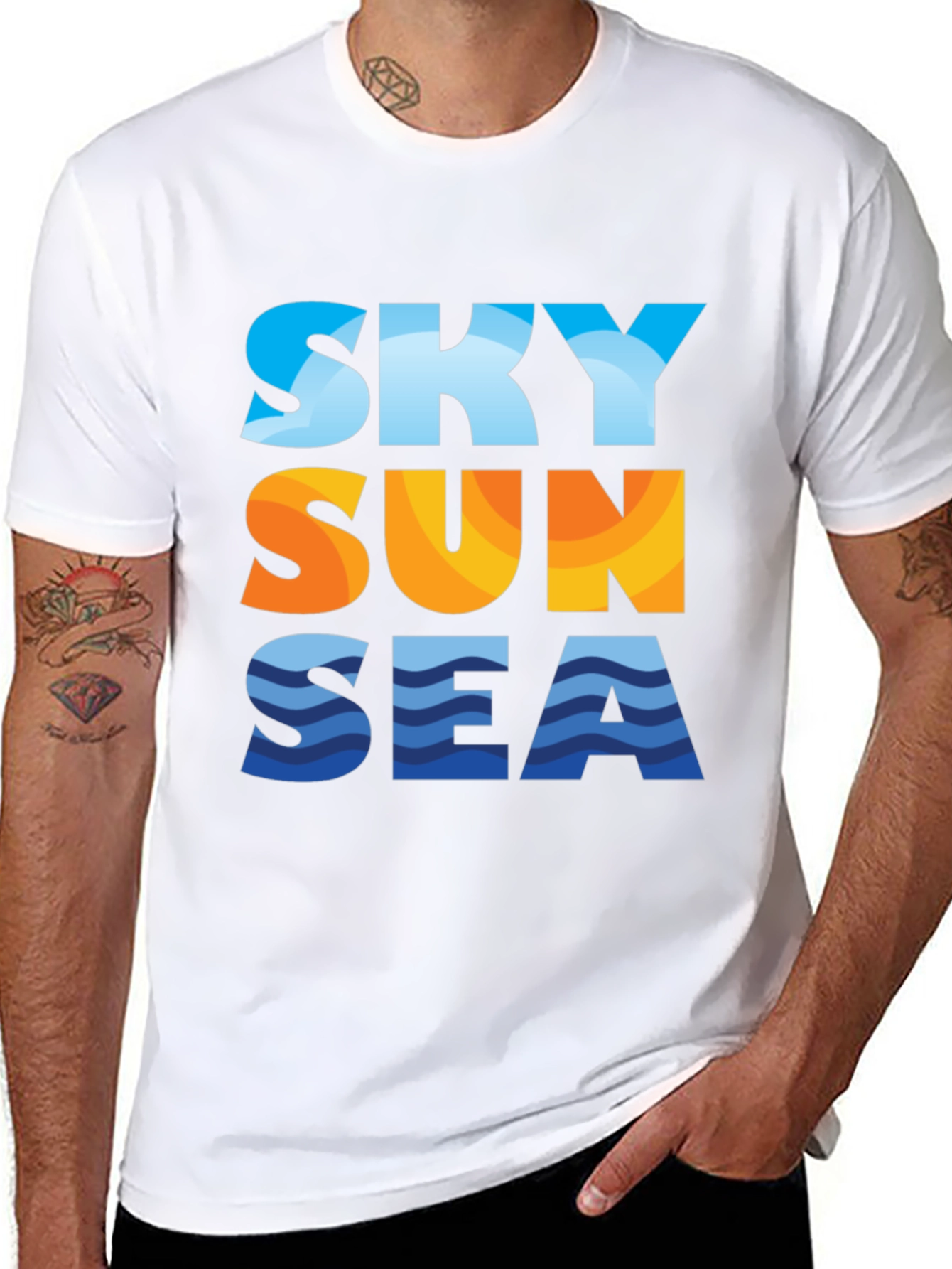 Sky Sun Sea Graphic Tee - Black T-Shirt