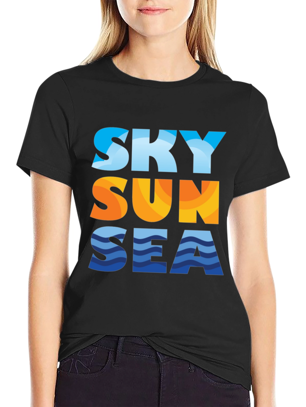 Sky Sun Sea Graphic Tee - Black T-Shirt