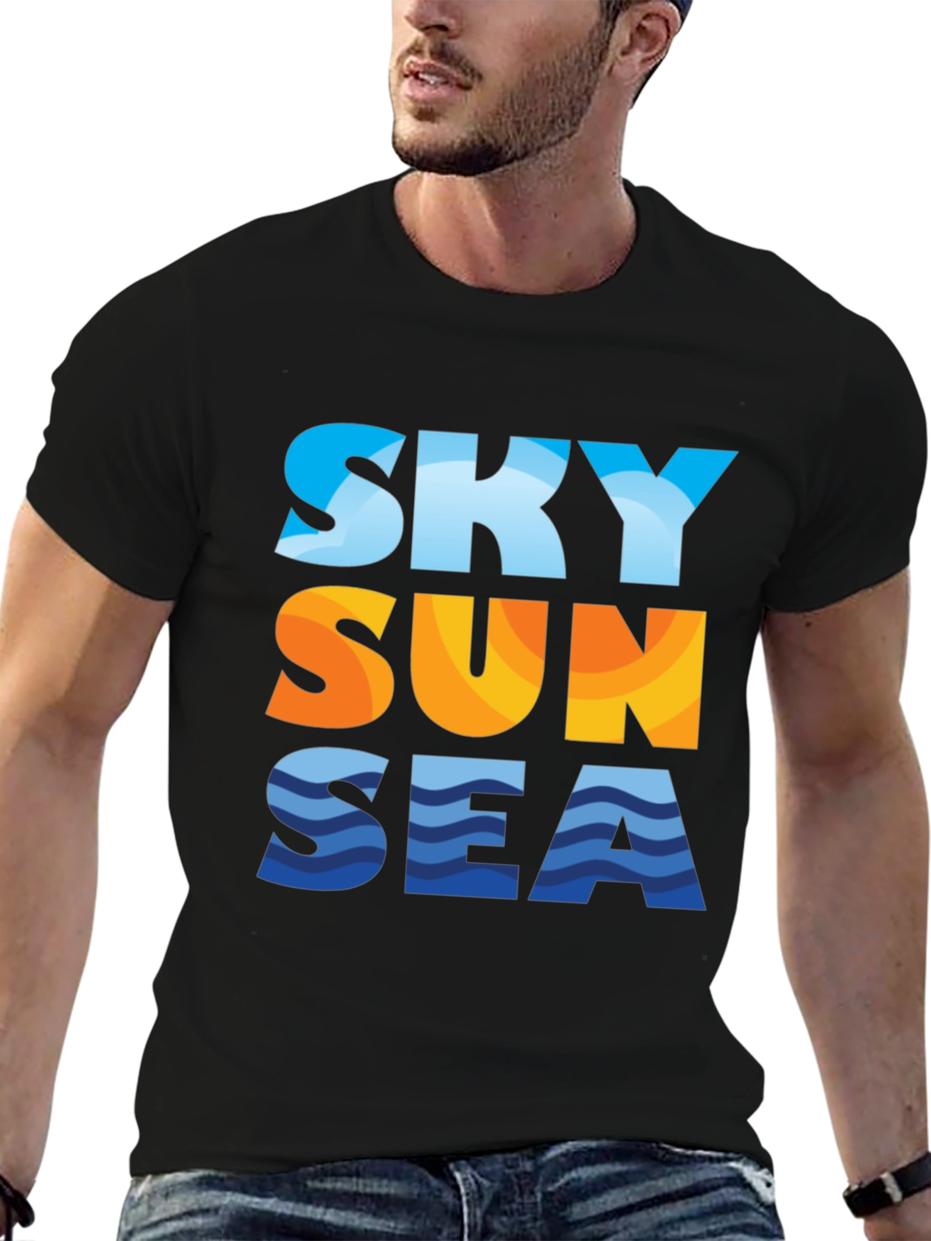 Sky Sun Sea Graphic Tee - Black T-Shirt