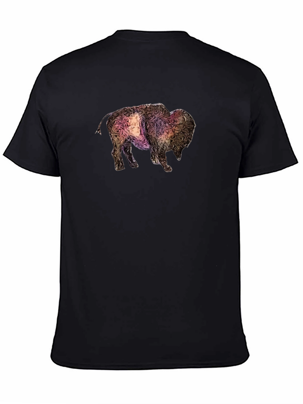 Abstract Bison Graphic Tee - Black