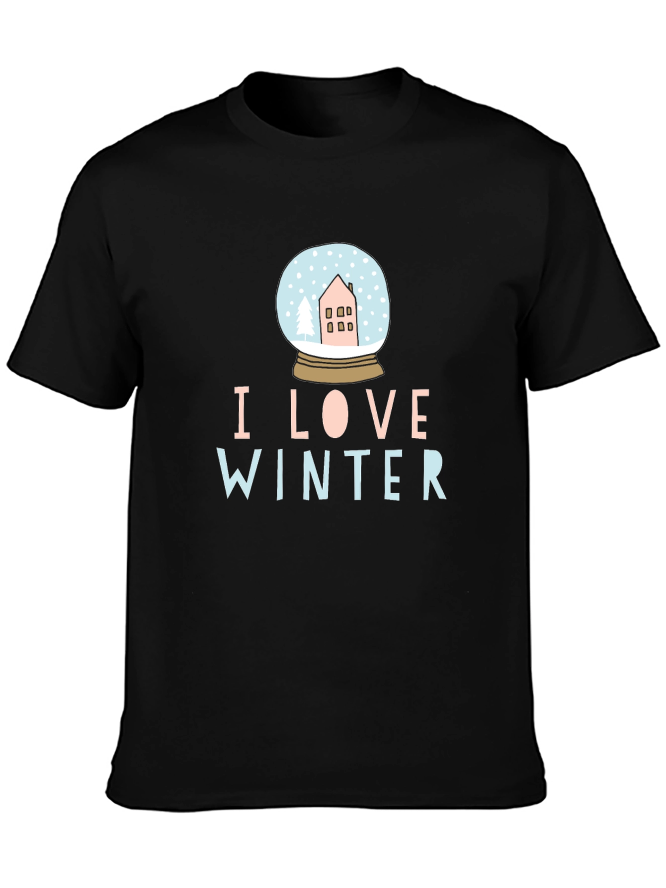 I Love Winter Snow Globe Black Graphic Tee