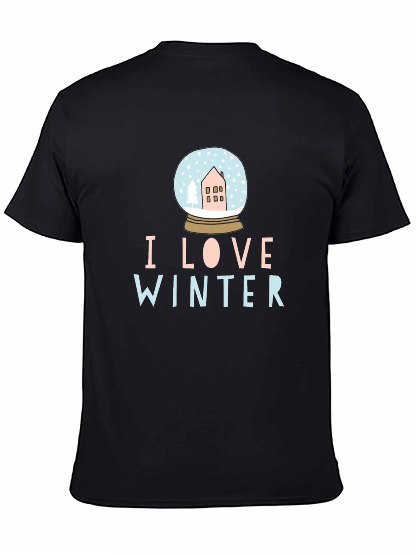 I Love Winter Snow Globe Black Graphic Tee