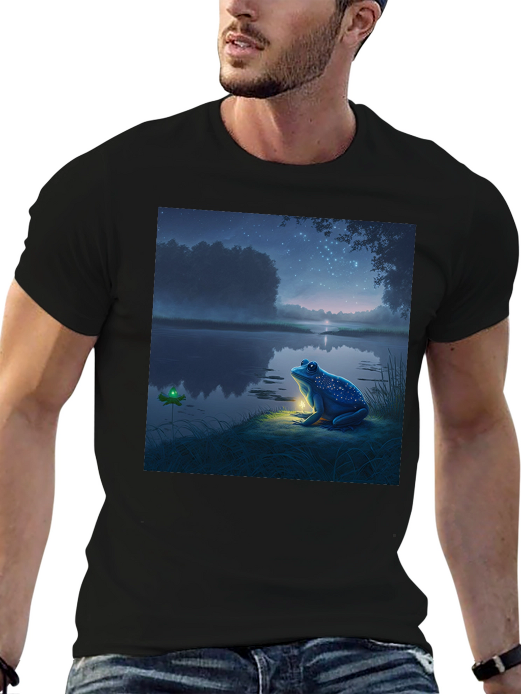 Night Frog Tee - Whimsical Graphic Print