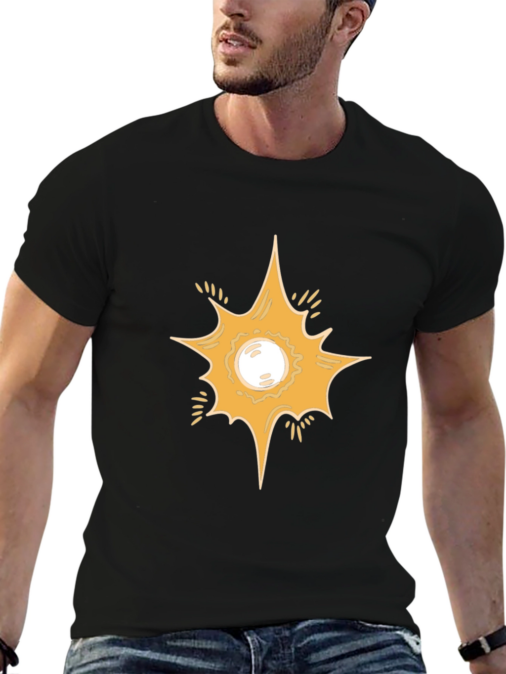 Starburst Graphic Print Black T-Shirt