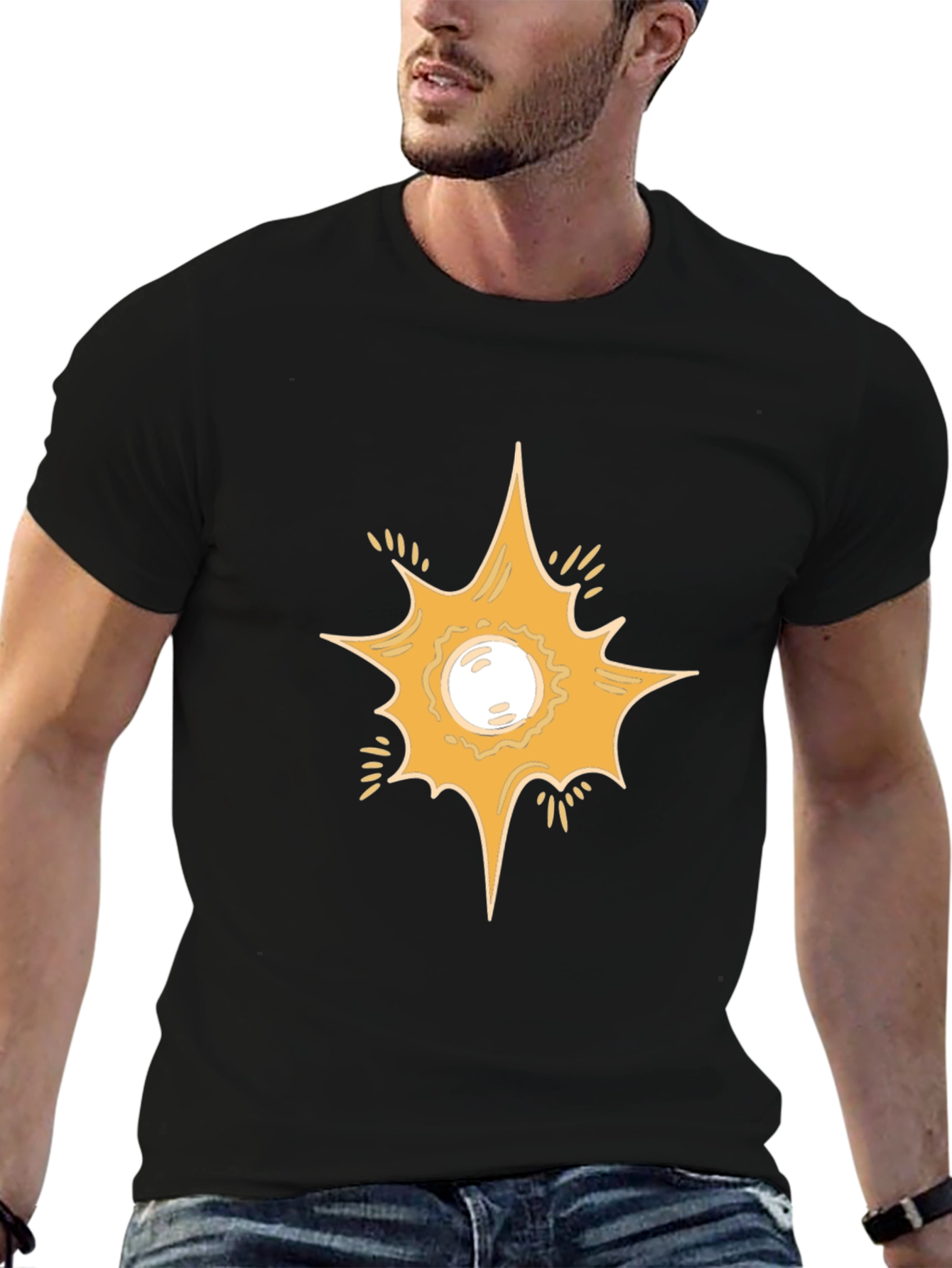Starburst Graphic Print Black T-Shirt