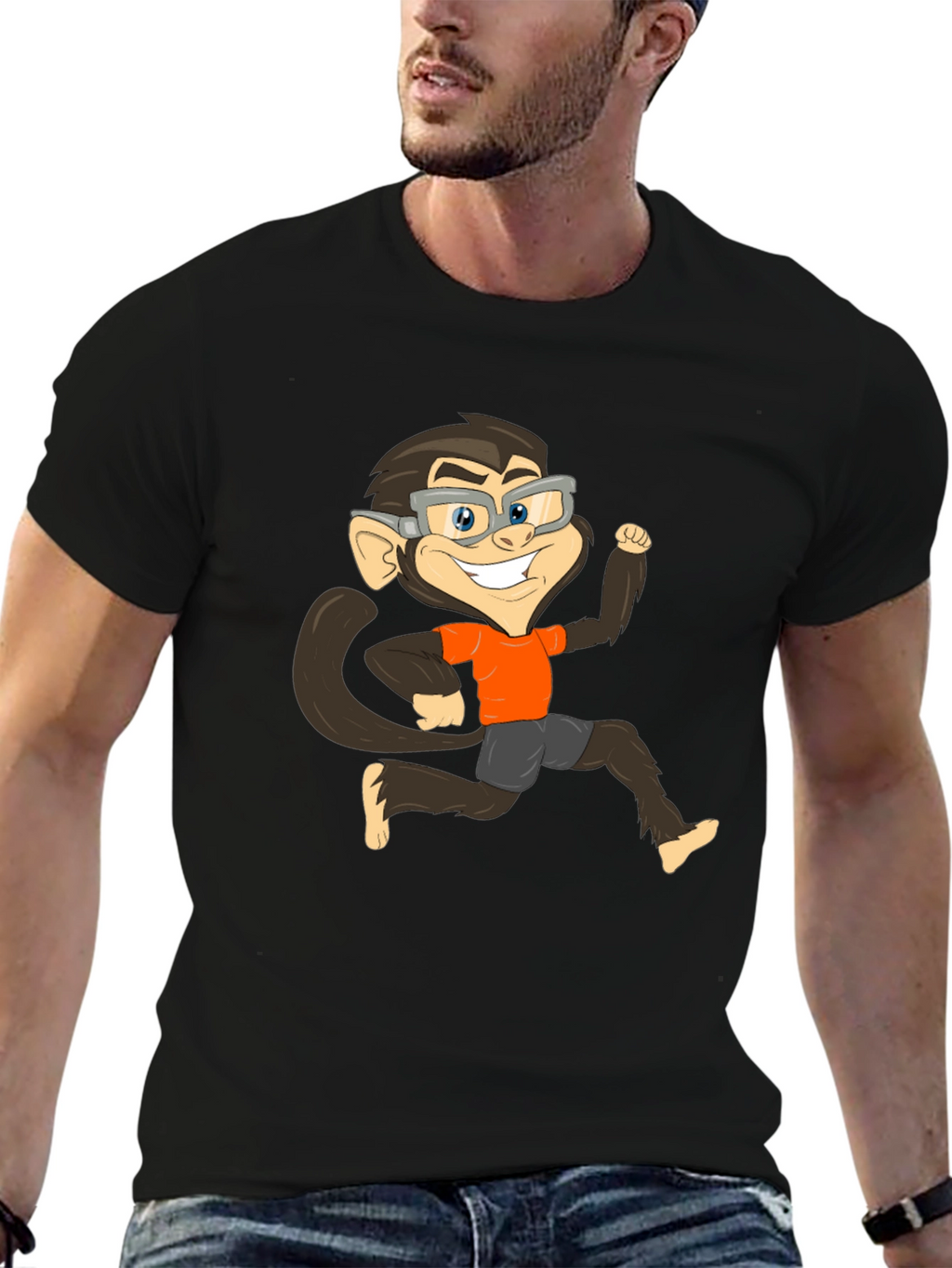 Monkey Cartoon Graphic T-Shirt