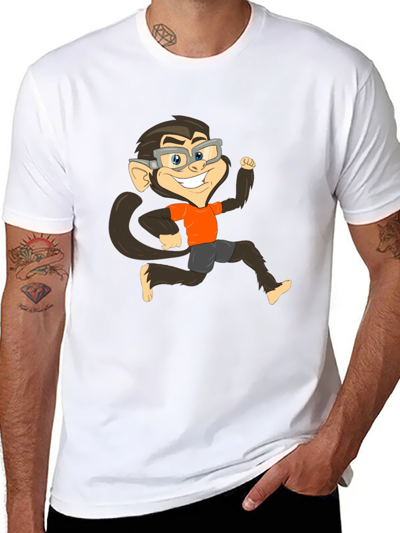 Monkey Cartoon Graphic T-Shirt