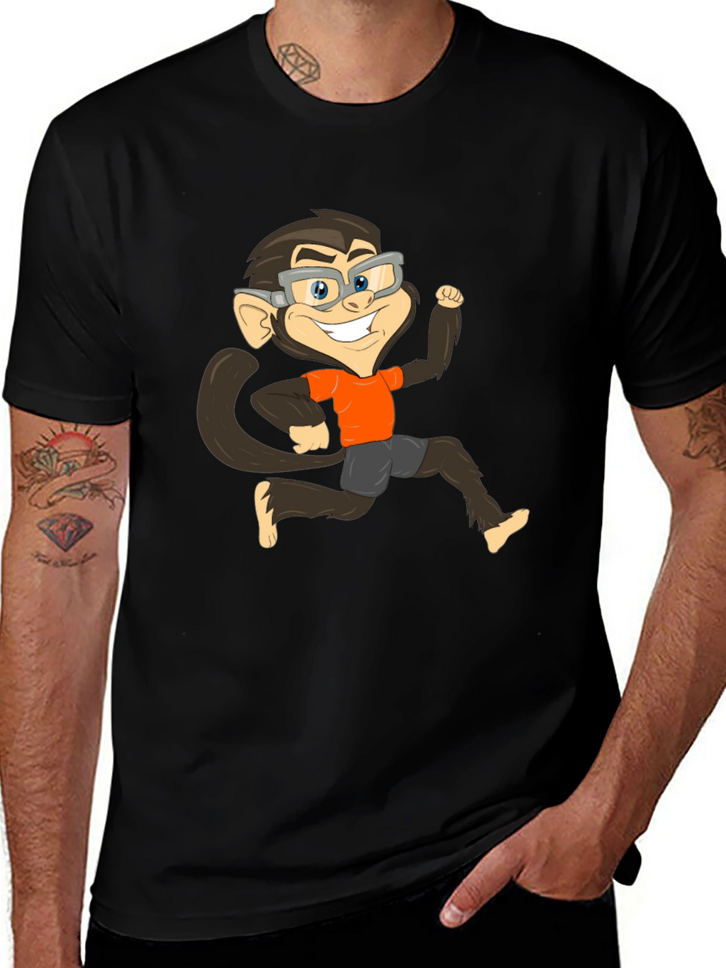 Monkey Cartoon Graphic T-Shirt